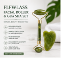 FLFWLASS Facial Roller & Gua Sha Set – Natural Green Quartz for Radiant Skin