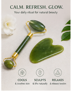 FLFWLASS Facial Roller & Gua Sha Set – Natural Green Quartz for Radiant Skin