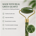 FLFWLASS Facial Roller & Gua Sha Set – Natural Green Quartz for Radiant Skin