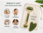 FLFWLASS Facial Roller & Gua Sha Set – Natural Green Quartz for Radiant Skin