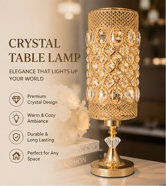 Luxury Crystal Bedside Lamp with Warm Ambient Lighting