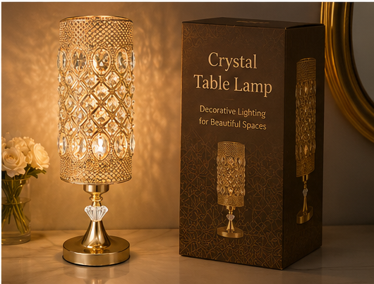 Luxury Crystal Bedside Lamp with Warm Ambient Lighting