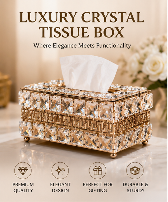 Luxury Crystal Tissue Box – Elegant Decorative Tissue Holder