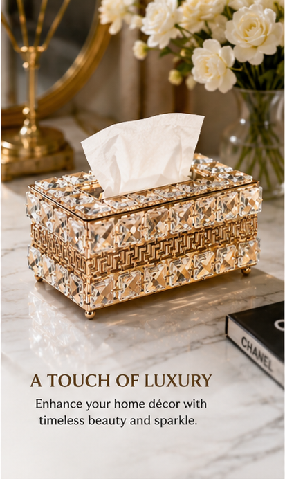 Luxury Crystal Tissue Box – Elegant Decorative Tissue Holder