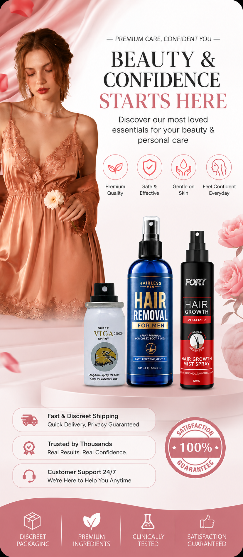 FORT Minoxidil Hair Growth Spray - Hair Tonic for Hair Care and Hair Growth - Premium Hair Care Product Women and Men all Hair Types