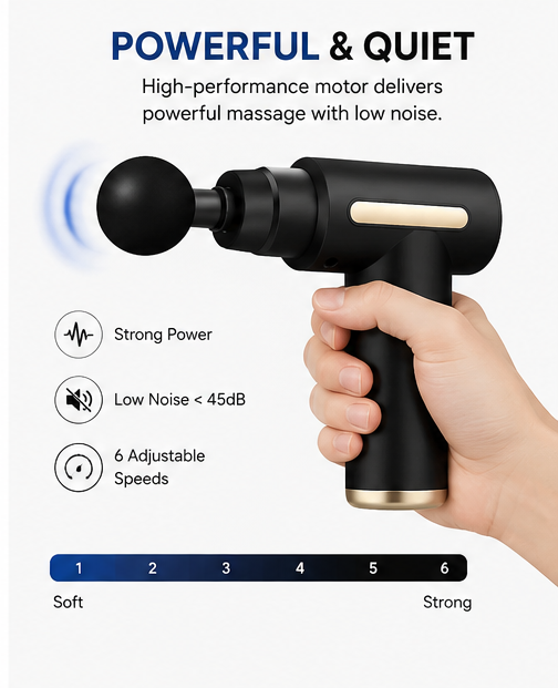 Portable Deep Tissue Massage Gun – Rechargeable Muscle Massager