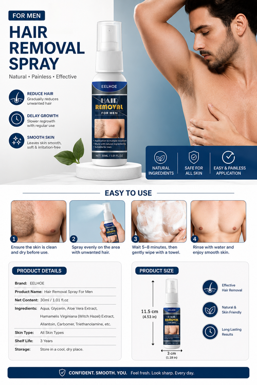 Natural 30 ml Hair Removal Spray Safe Gentle Face Legs Body Hair Removal for Men Women