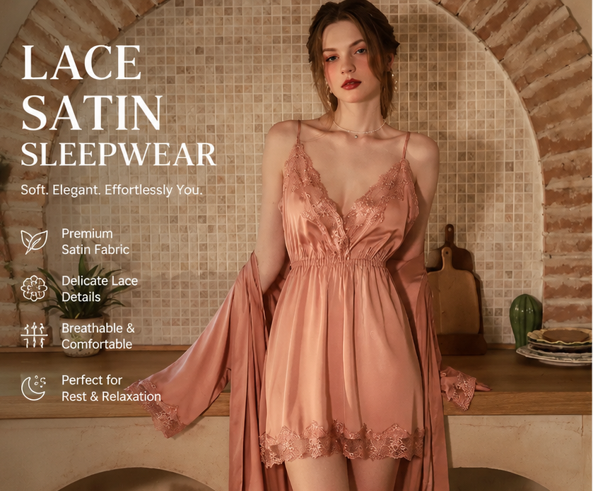 Sleepwear Night Dress Set | Pink