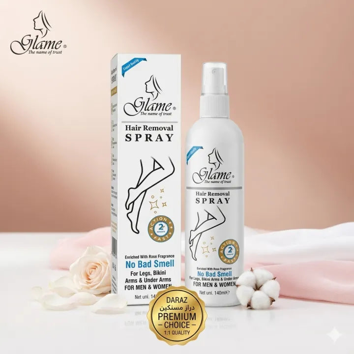 Glame Hair Removal Spray for Women & Men | Removes Body Tan | Painless & Irritation Free Body Hair Removal for Chest, Legs, Arms, Hands, Underarm & Back (140 ML)