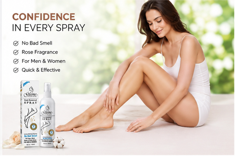 Glame Hair Removal Spray for Women & Men | Removes Body Tan | Painless & Irritation Free Body Hair Removal for Chest, Legs, Arms, Hands, Underarm & Back (140 ML)
